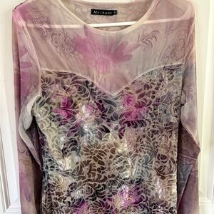 Mechant Women's Elegant Floral Blouse - Pink and Gray